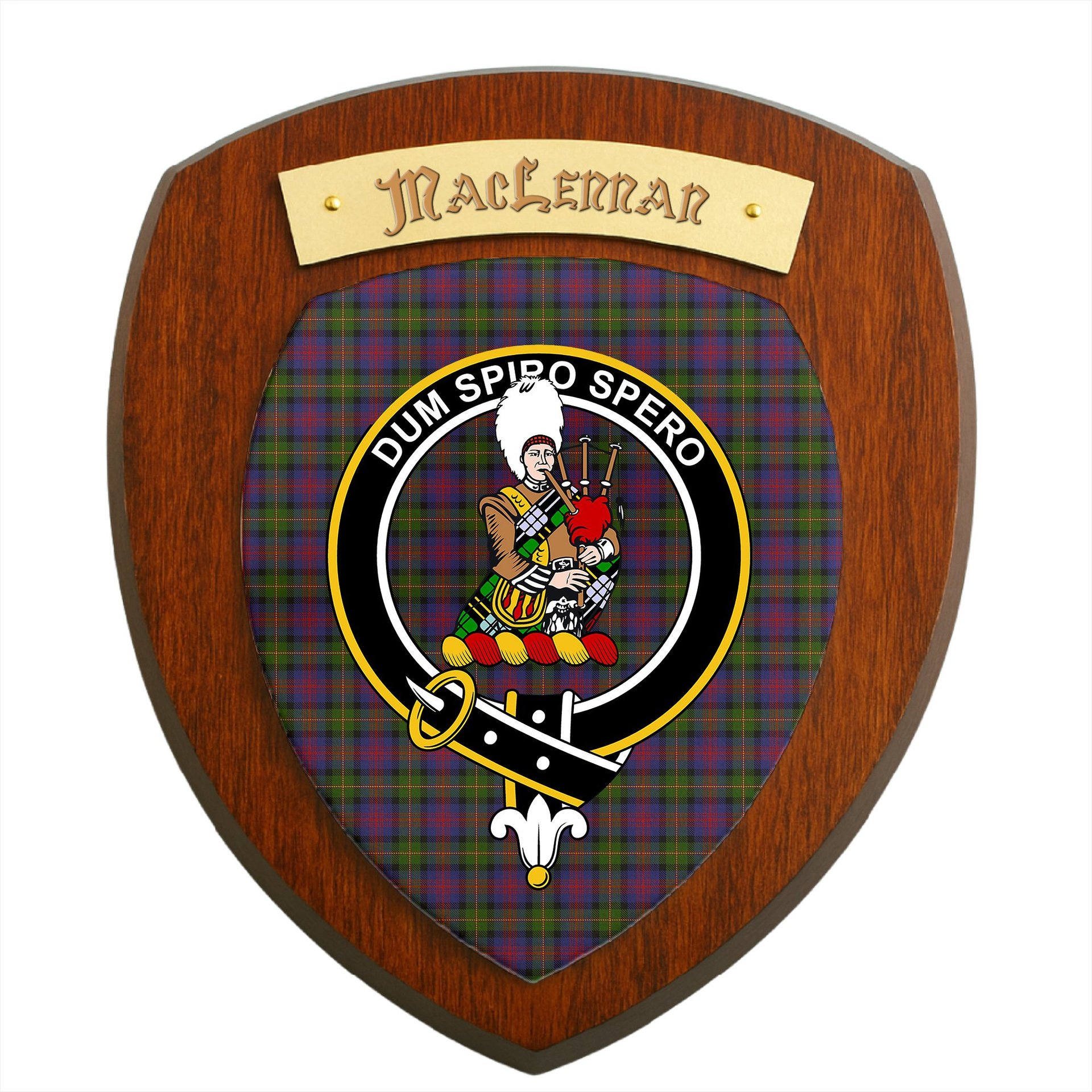 ScotsTee Shop Scottish MacLennan Clan Crest Scottish Tartan Wooden Wall Plaque