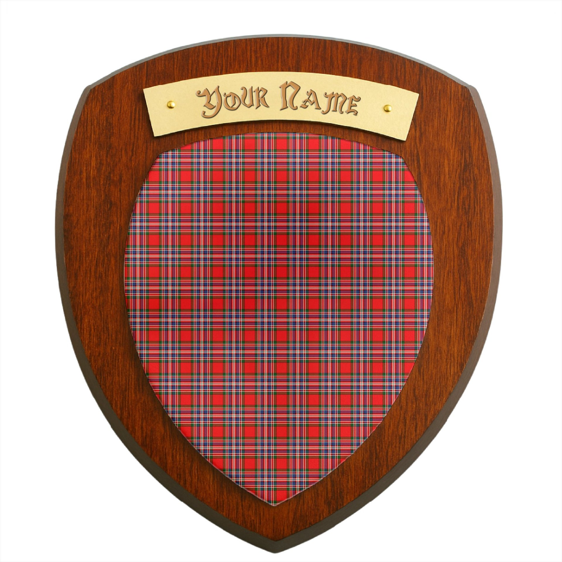 ScotsTee Shop Scottish McFarland Modern Clan Tartan Wooden Wall Plaque Personalize with Your Name