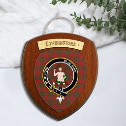 ScotsTee Shop Scottish Livingstone Clan Crest Scottish Tartan Wooden Wall Plaque