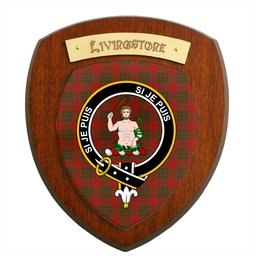 ScotsTee Shop Scottish Livingstone Clan Crest Scottish Tartan Wooden Wall Plaque
