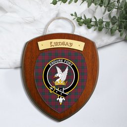 ScotsTee Shop Scottish Lindsay Clan Crest Scottish Tartan Wooden Wall Plaque