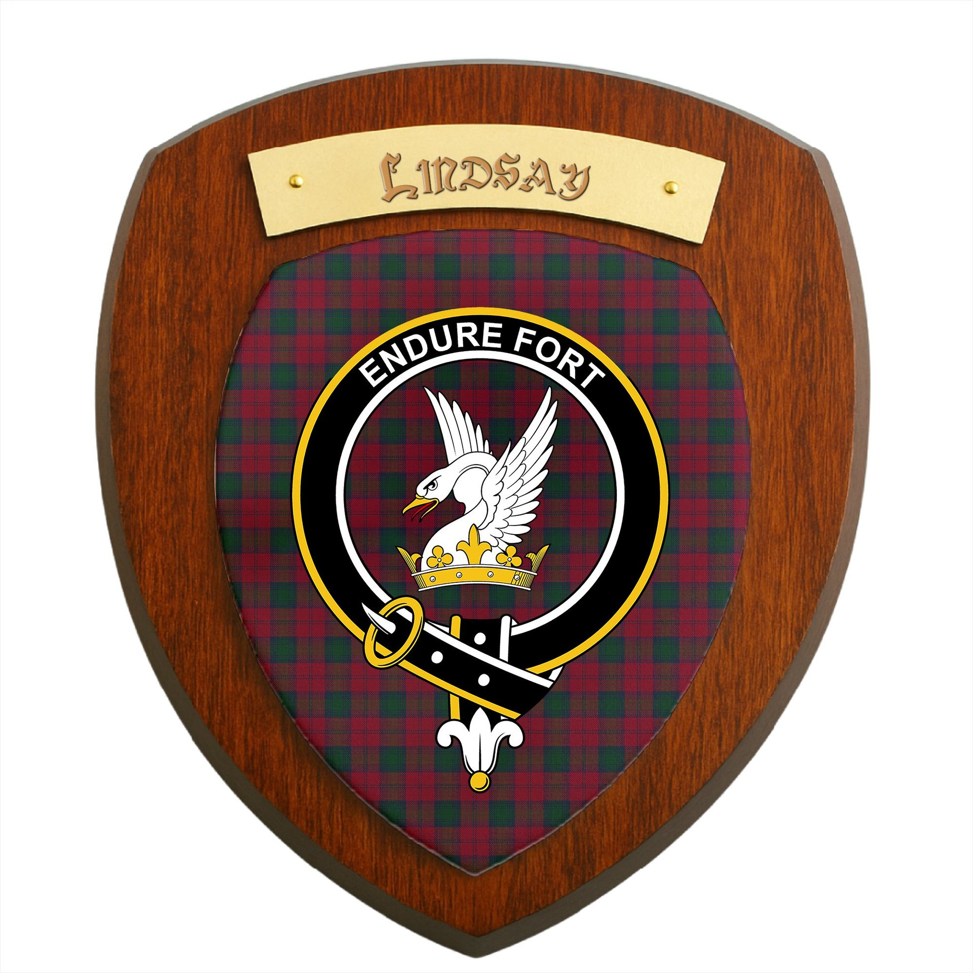 ScotsTee Shop Scottish Lindsay Clan Crest Scottish Tartan Wooden Wall Plaque