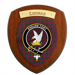ScotsTee Shop Scottish Lindsay Clan Crest Scottish Tartan Wooden Wall Plaque
