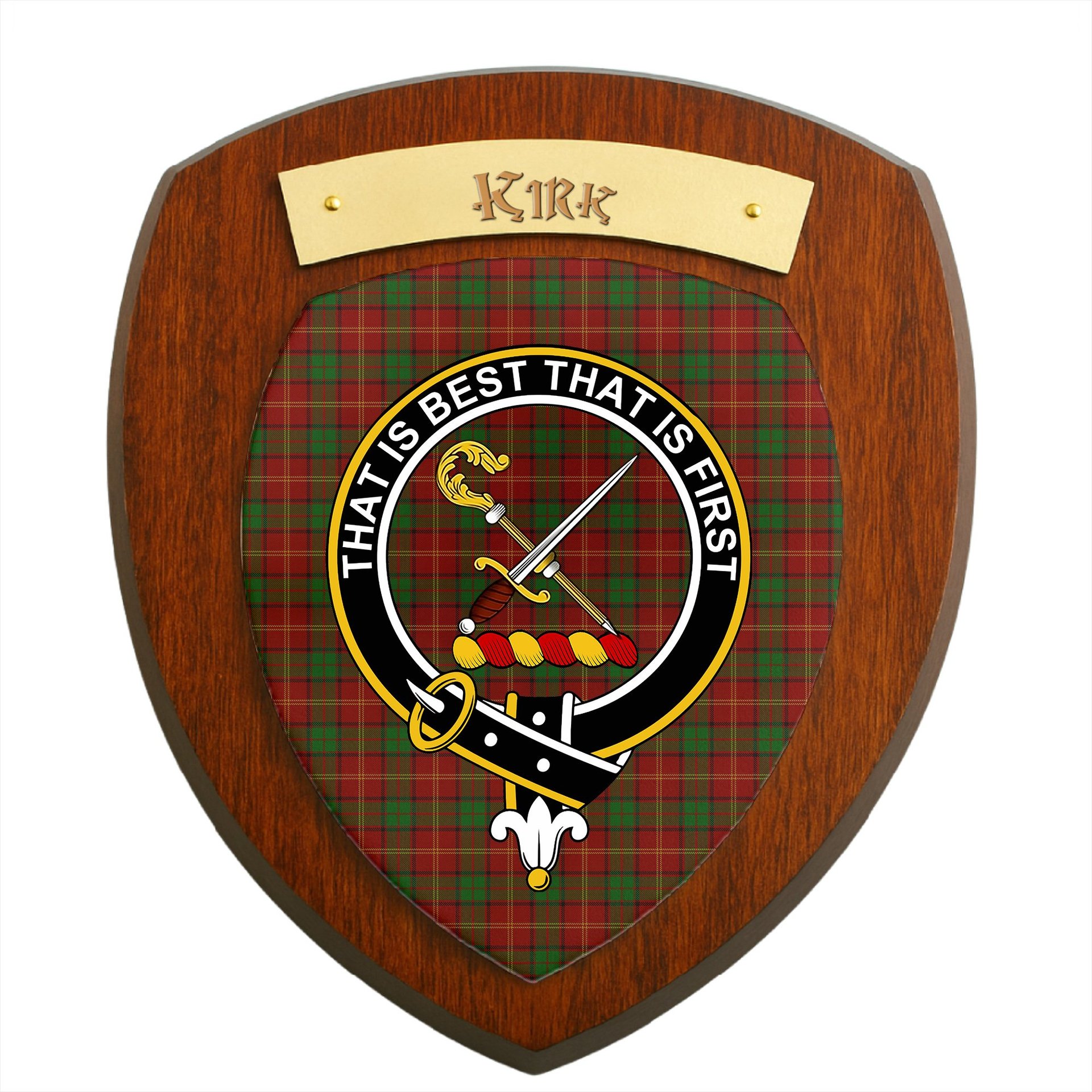 ScotsTee Shop Scottish Kirk Clan Crest Scottish Tartan Wooden Wall Plaque
