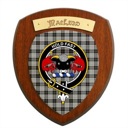 ScotsTee Shop Scottish MacLeod Black and White Clan Crest Scottish Tartan Wooden Wall Plaque