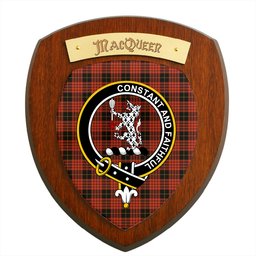 ScotsTee Shop Scottish MacQueen Ancient Clan Crest Scottish Tartan Wooden Wall Plaque