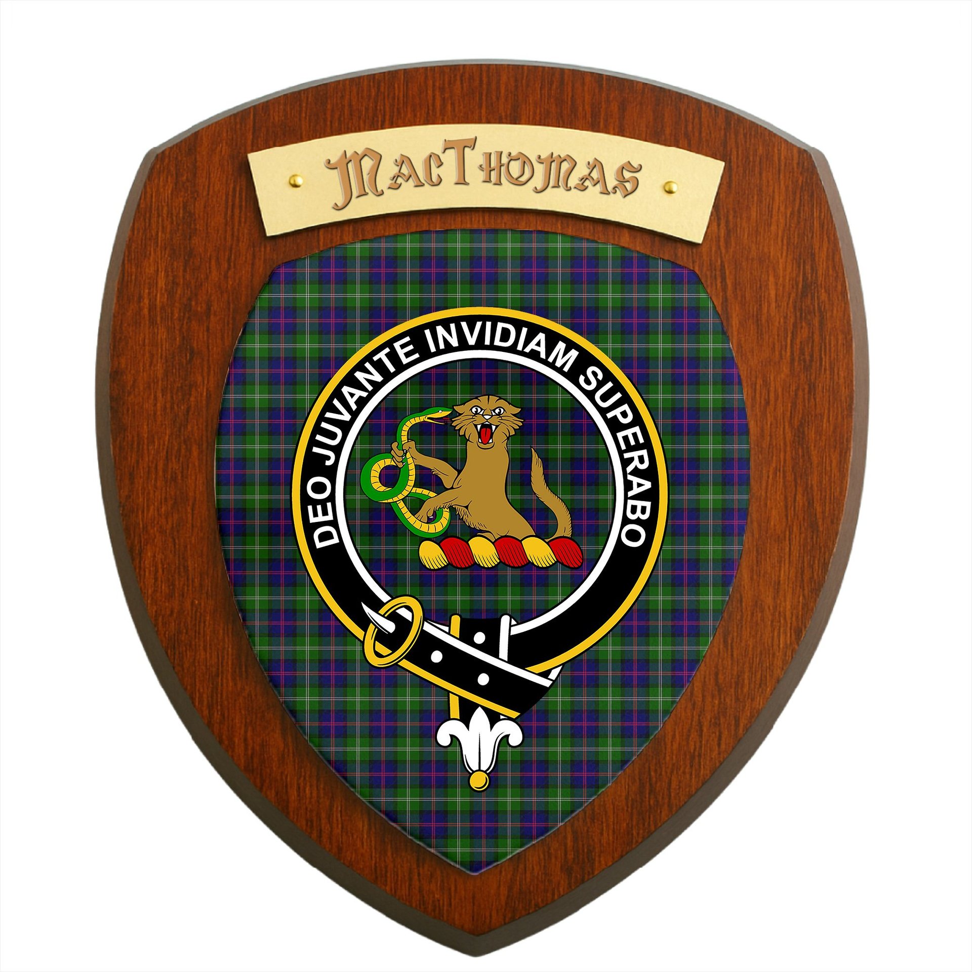 ScotsTee Shop Scottish MacThomas Modern Clan Crest Scottish Tartan Wooden Wall Plaque
