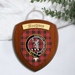 ScotsTee Shop Scottish MacQueen Modern Clan Crest Scottish Tartan Wooden Wall Plaque