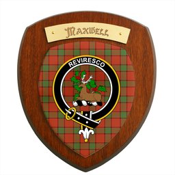 ScotsTee Shop Scottish Maxwell Ancient Clan Crest Scottish Tartan Wooden Wall Plaque
