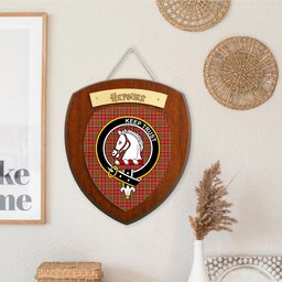 ScotsTee Shop Scottish Hepburn SC Clan Crest Scottish Tartan Wooden Wall Plaque