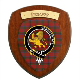 ScotsTee Shop Scottish Nicolson Clan Crest Scottish Tartan Wooden Wall Plaque