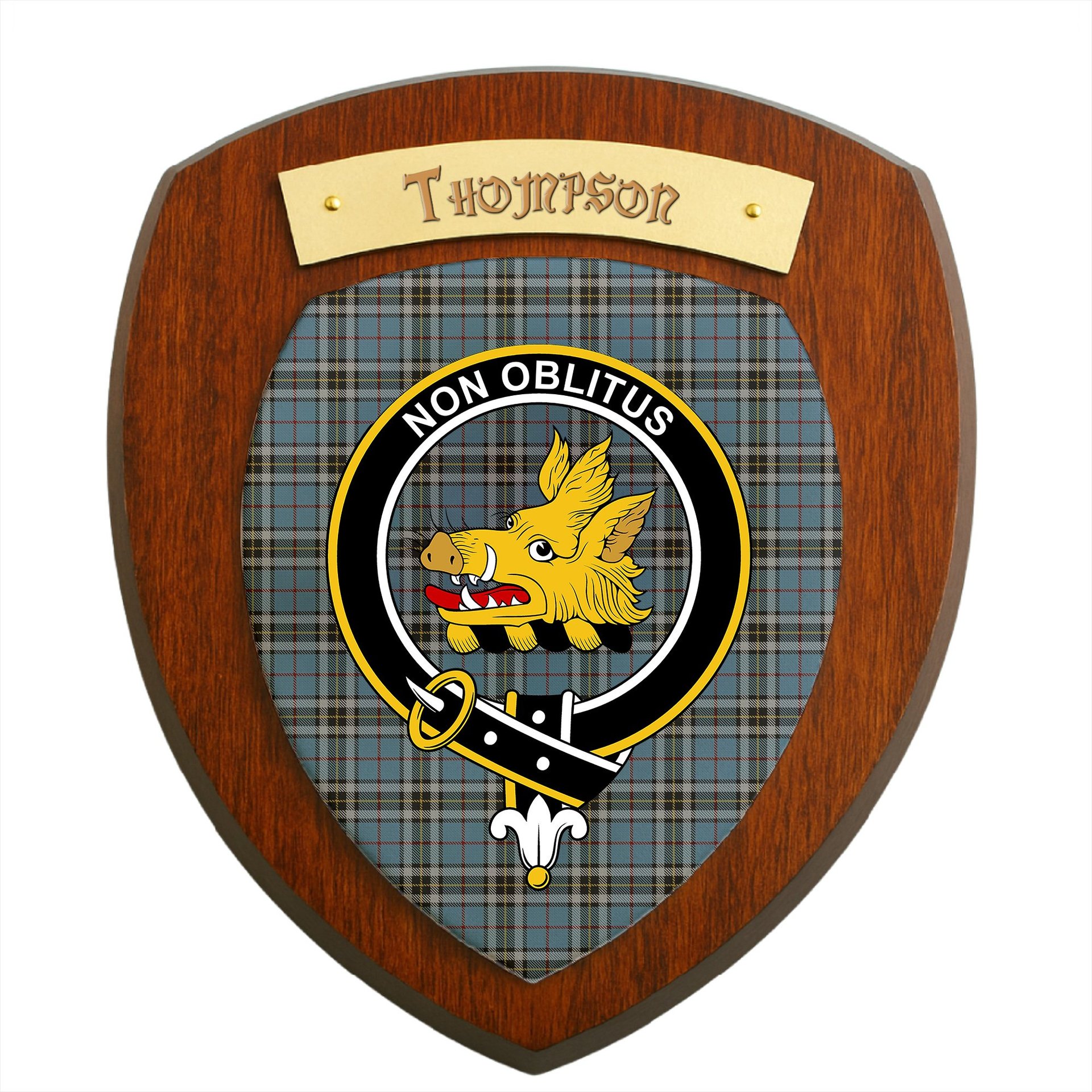 ScotsTee Shop Scottish Thompson Clan Crest Scottish Tartan Wooden Wall Plaque