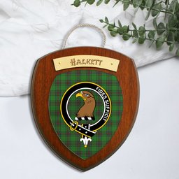 ScotsTee Shop Scottish Halkett Clan Crest Scottish Tartan Wooden Wall Plaque