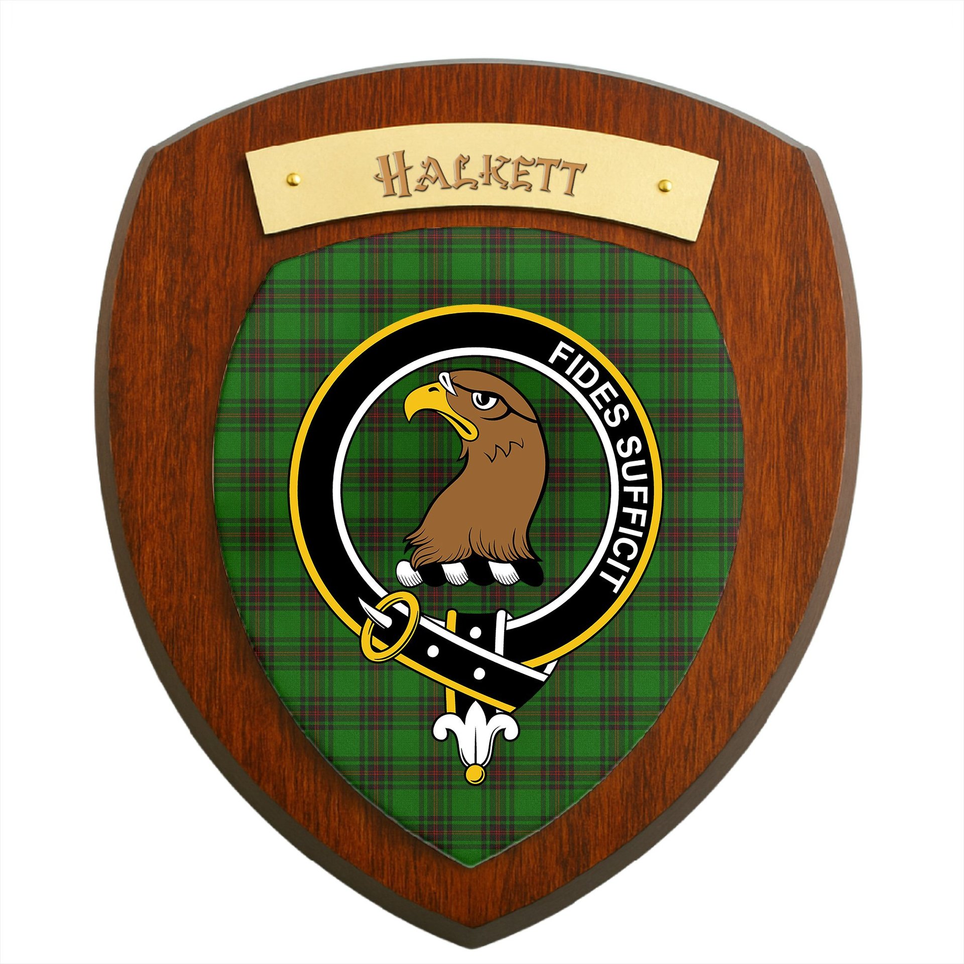 ScotsTee Shop Scottish Halkett Clan Crest Scottish Tartan Wooden Wall Plaque