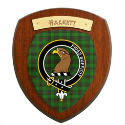 ScotsTee Shop Scottish Halkett Clan Crest Scottish Tartan Wooden Wall Plaque