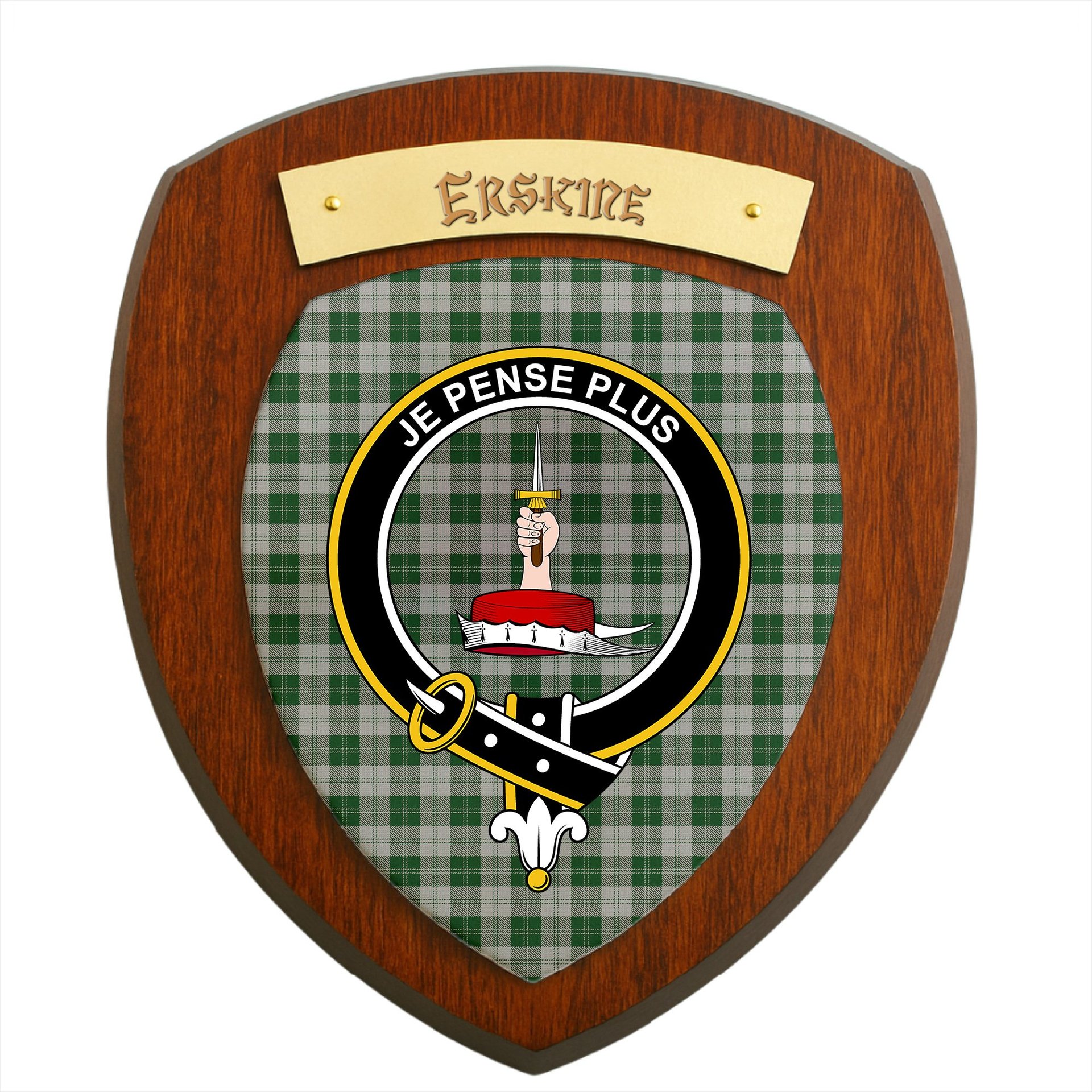 ScotsTee Shop Scottish Erskine Green Clan Crest Scottish Tartan Wooden Wall Plaque