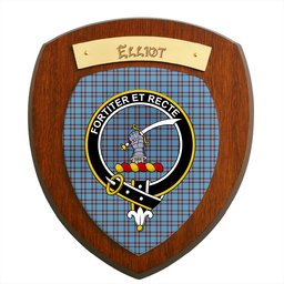 ScotsTee Shop Scottish Elliot Ancient Clan Crest Scottish Tartan Wooden Wall Plaque