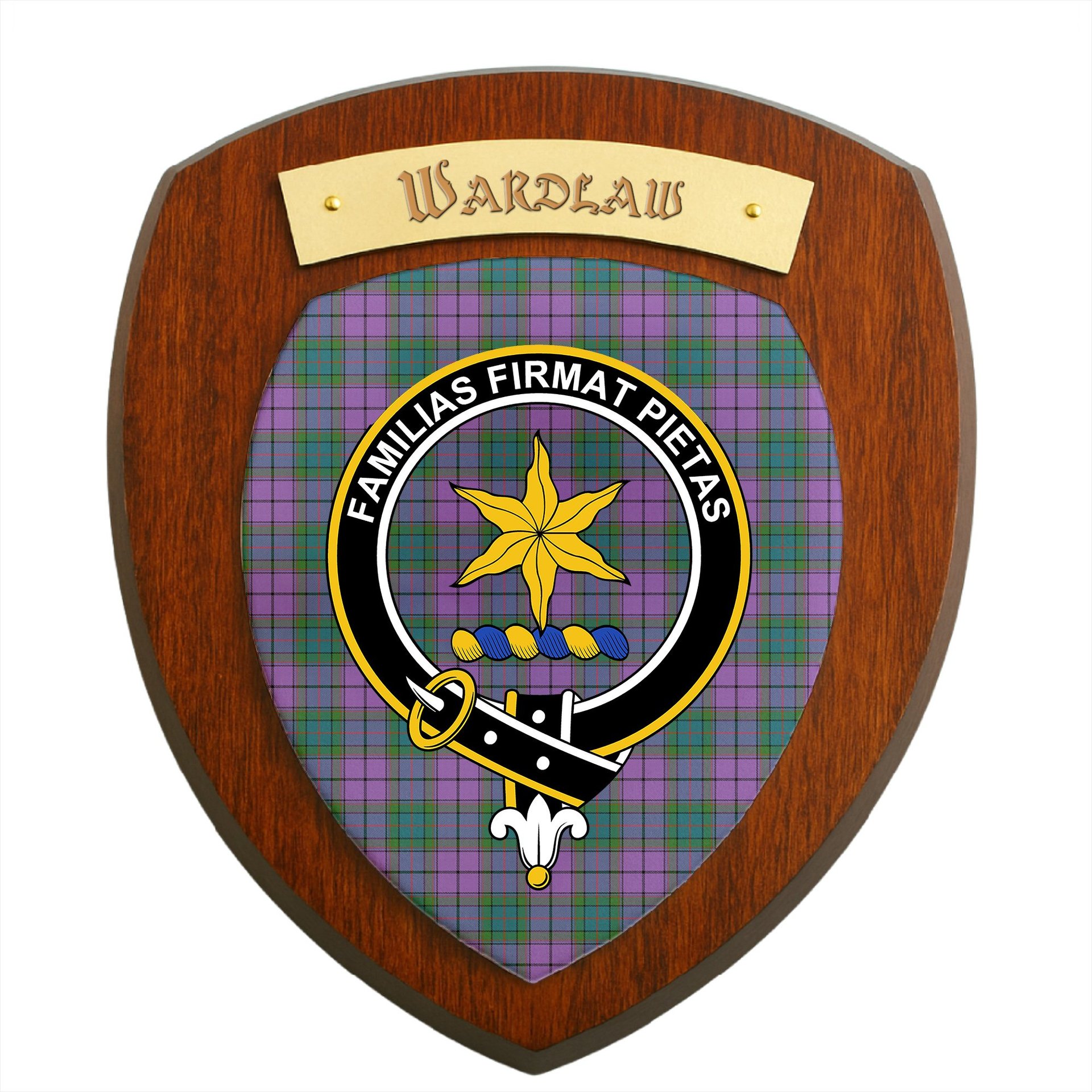 ScotsTee Shop Scottish Wardlaw Ancient Clan Crest Scottish Tartan Wooden Wall Plaque