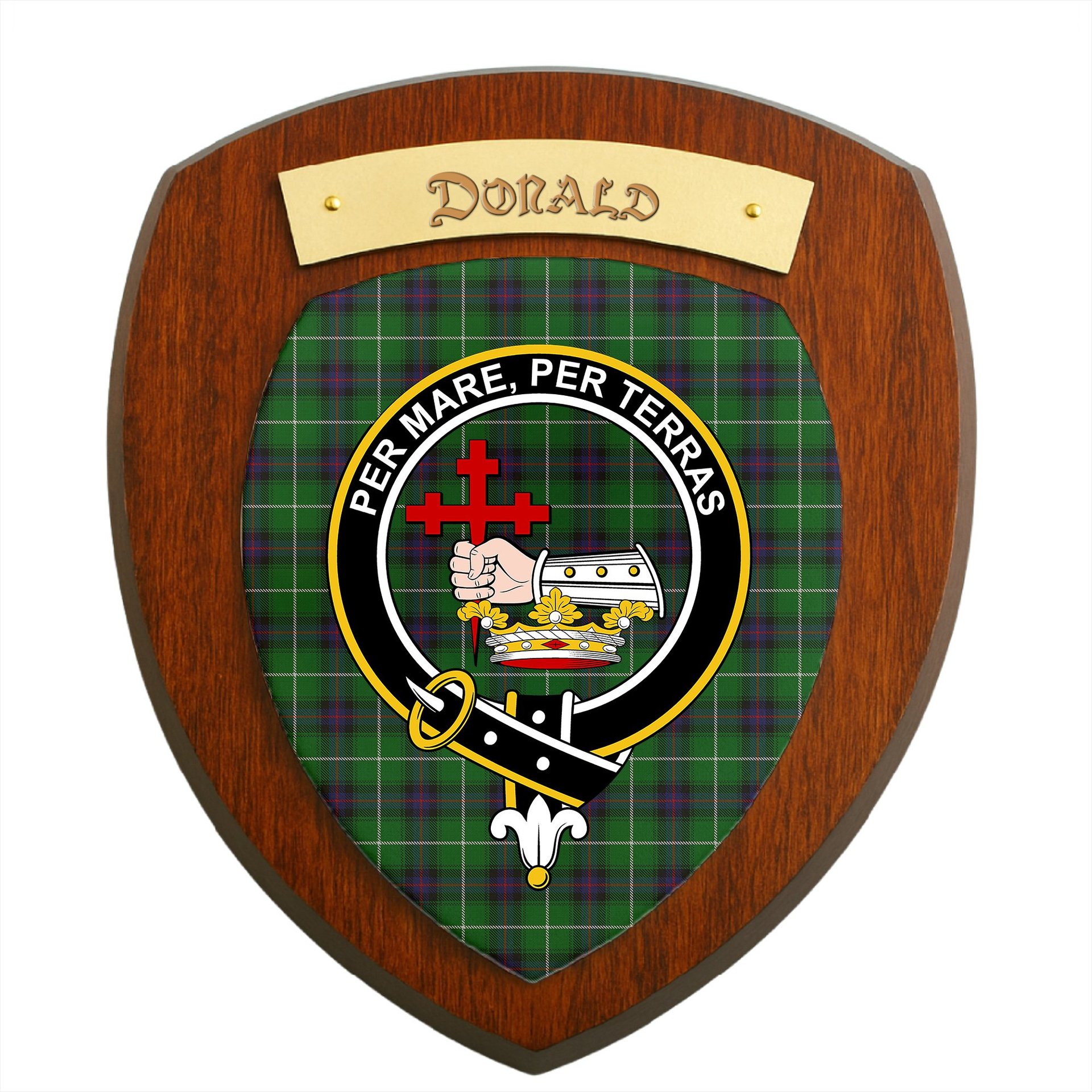 ScotsTee Shop Scottish Donald of The Isles Clan Crest Scottish Tartan Wooden Wall Plaque