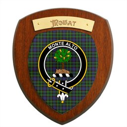 ScotsTee Shop Scottish Mowat Clan Crest Scottish Tartan Wooden Wall Plaque