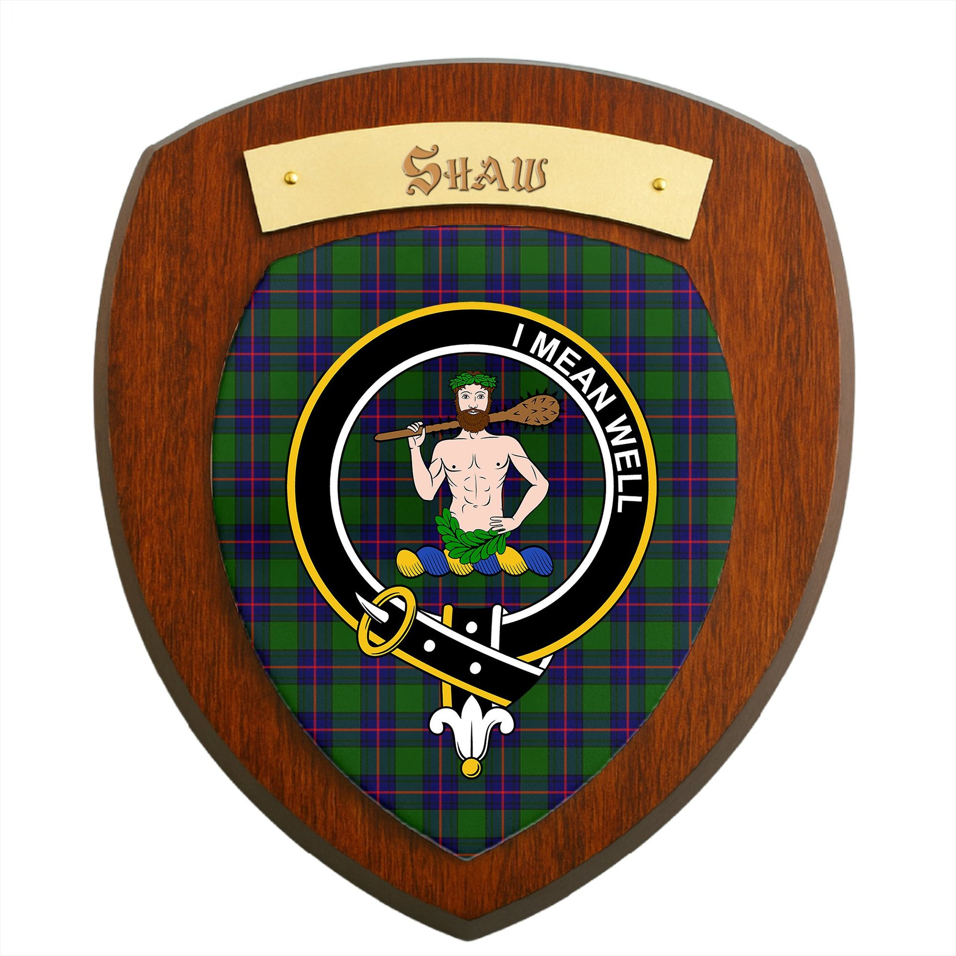 ScotsTee Shop Scottish Shaw Modern Clan Crest Scottish Tartan Wooden Wall Plaque