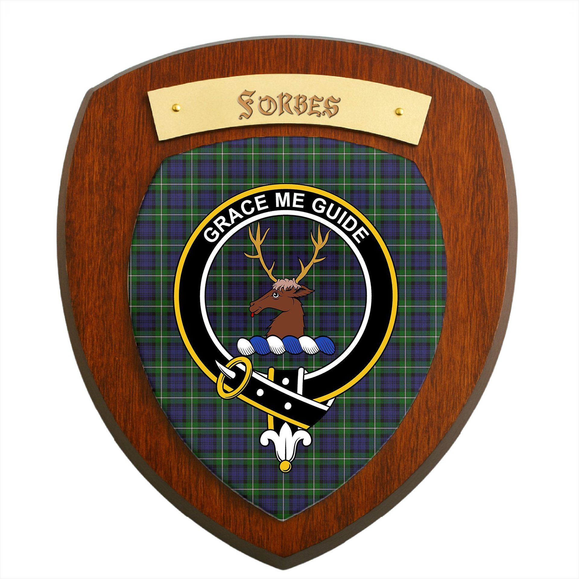 ScotsTee Shop Scottish Forbes Clan Crest Scottish Tartan Wooden Wall Plaque