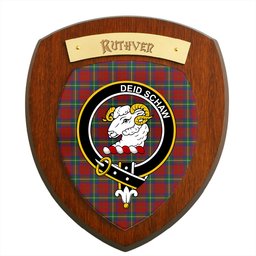 ScotsTee Shop Scottish Ruthven VS Clan Crest Scottish Tartan Wooden Wall Plaque