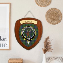 ScotsTee Shop Scottish Rollo Clan Crest Scottish Tartan Wooden Wall Plaque