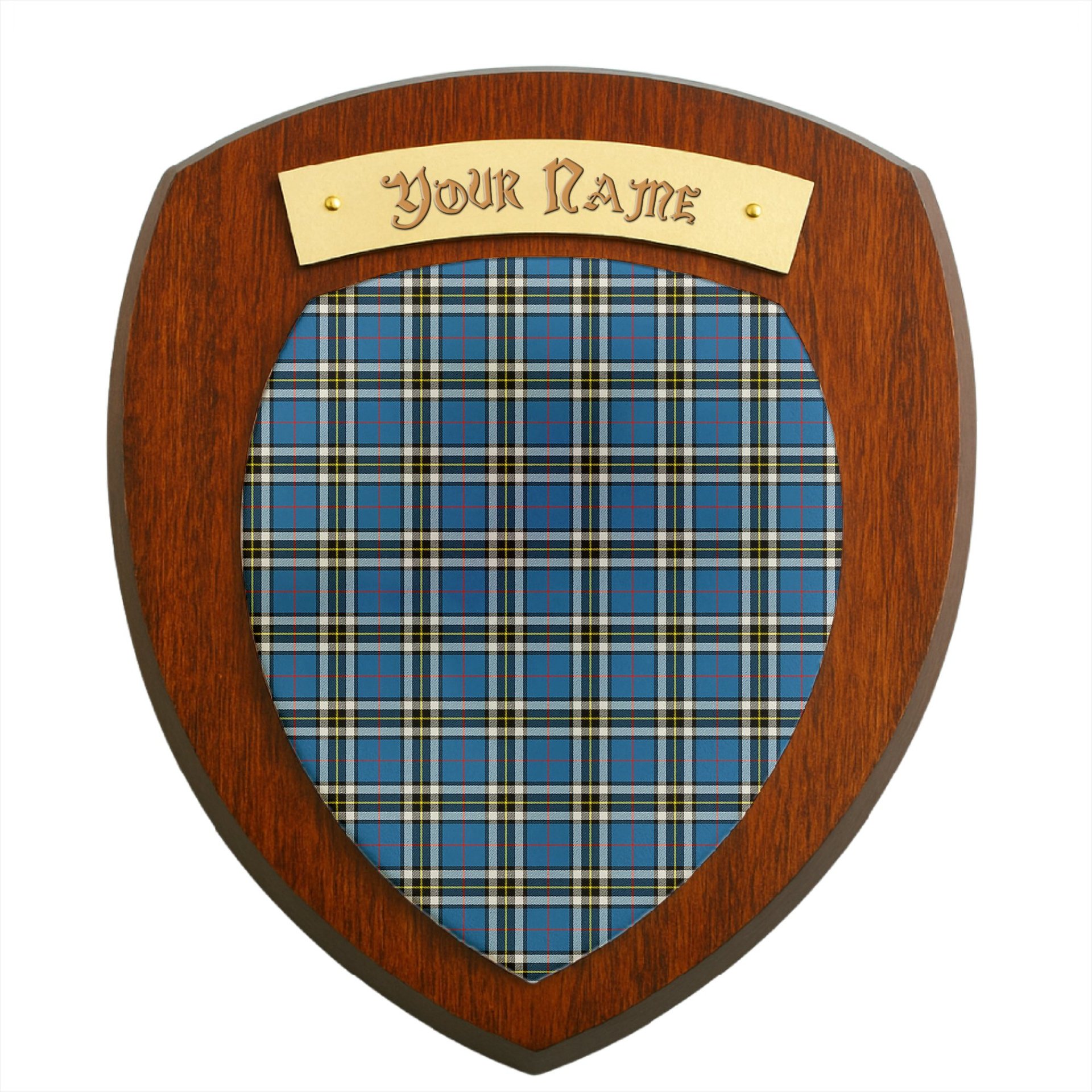 ScotsTee Shop Scottish Thomson Blue Clan Tartan Wooden Wall Plaque Personalize with Your Name