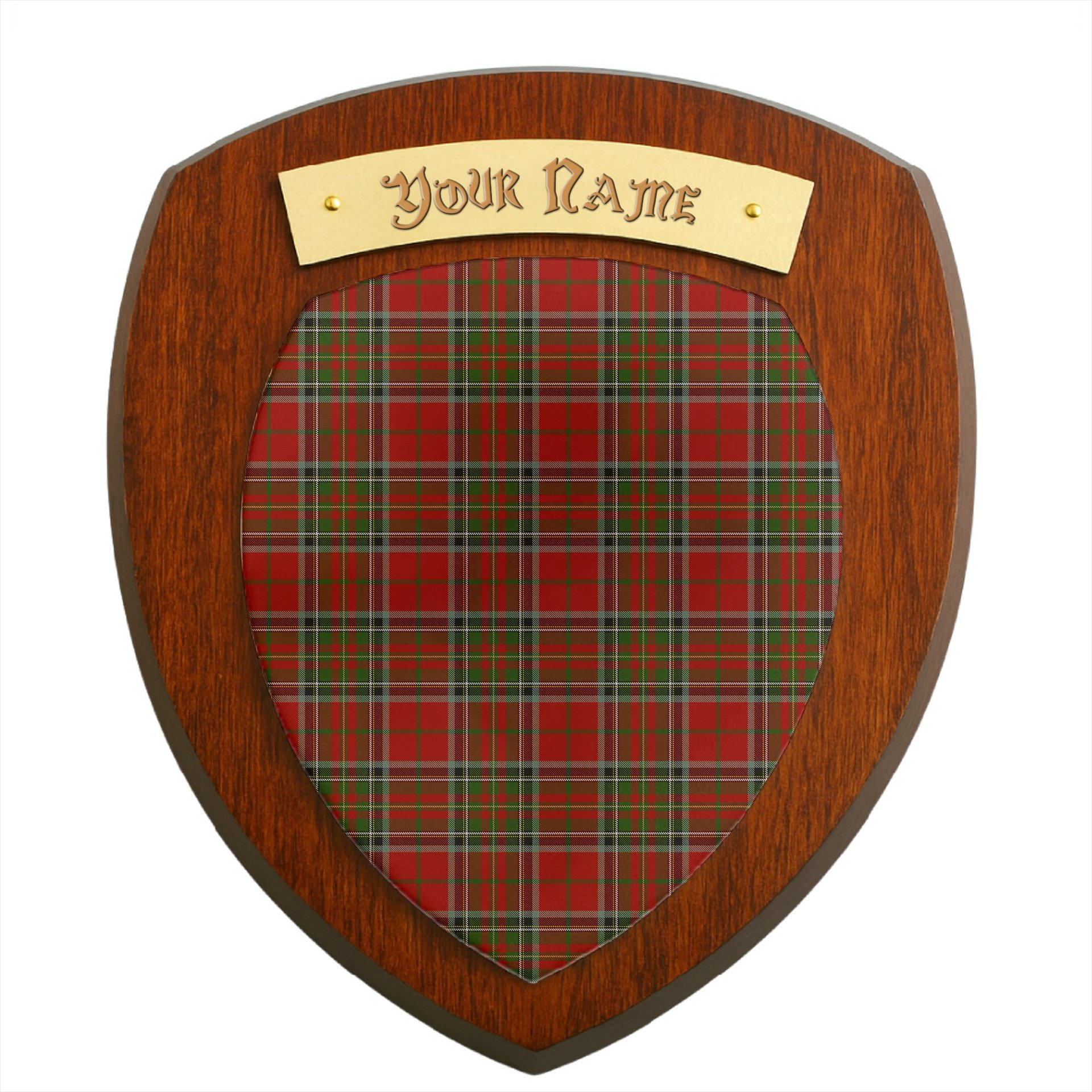 ScotsTee Shop Scottish Stewart of Galloway Clan Tartan Wooden Wall Plaque Personalize with Your Name