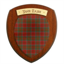 ScotsTee Shop Scottish Stewart of Galloway Clan Tartan Wooden Wall Plaque Personalize with Your Name