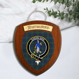 ScotsTee Shop Scottish Montgomery Clan Crest Scottish Tartan Wooden Wall Plaque
