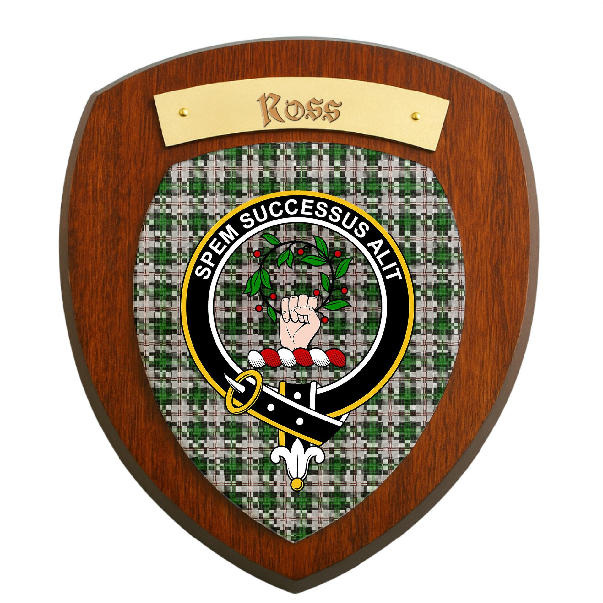 ScotsTee Shop Scottish Ross Arisaid Clan Crest Scottish Tartan Wooden Wall Plaque