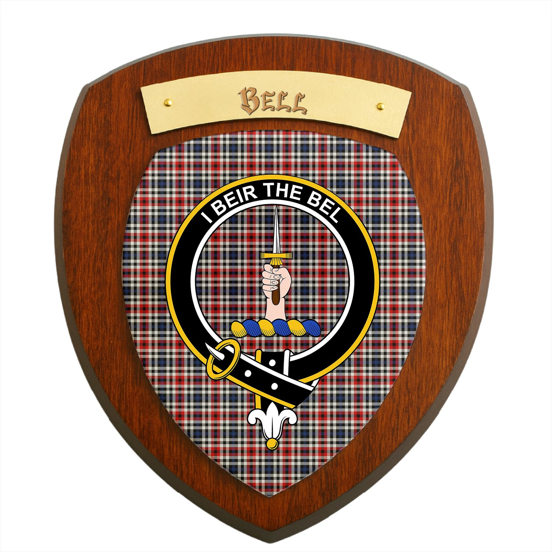 ScotsTee Shop Scottish Bell Border (Bell Southern Bell) Modern Clan Crest Scottish Tartan Wooden Wall Plaque
