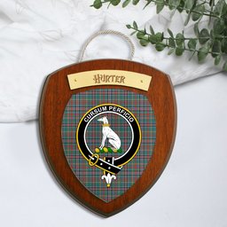 ScotsTee Shop Scottish Hunter Old Modern Clan Crest Scottish Tartan Wooden Wall Plaque