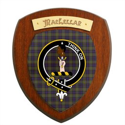 ScotsTee Shop Scottish MacLellan Clan Crest Scottish Tartan Wooden Wall Plaque