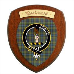 ScotsTee Shop Scottish MacLellan Ancient Clan Crest Scottish Tartan Wooden Wall Plaque
