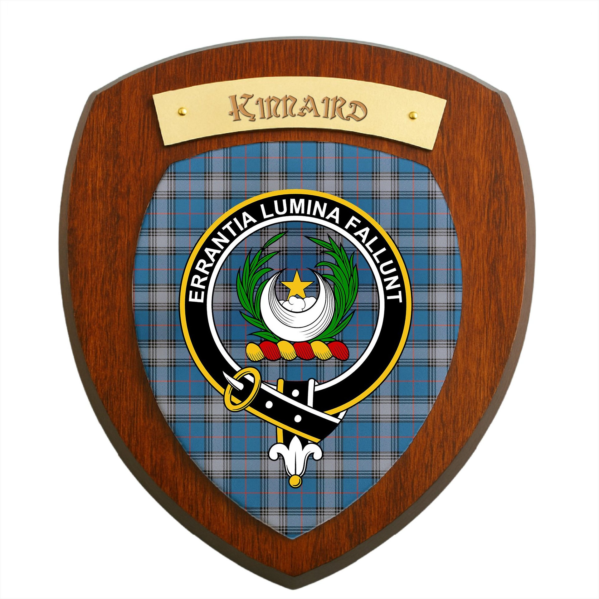 ScotsTee Shop Scottish Kinnaird Ancient Clan Crest Scottish Tartan Wooden Wall Plaque