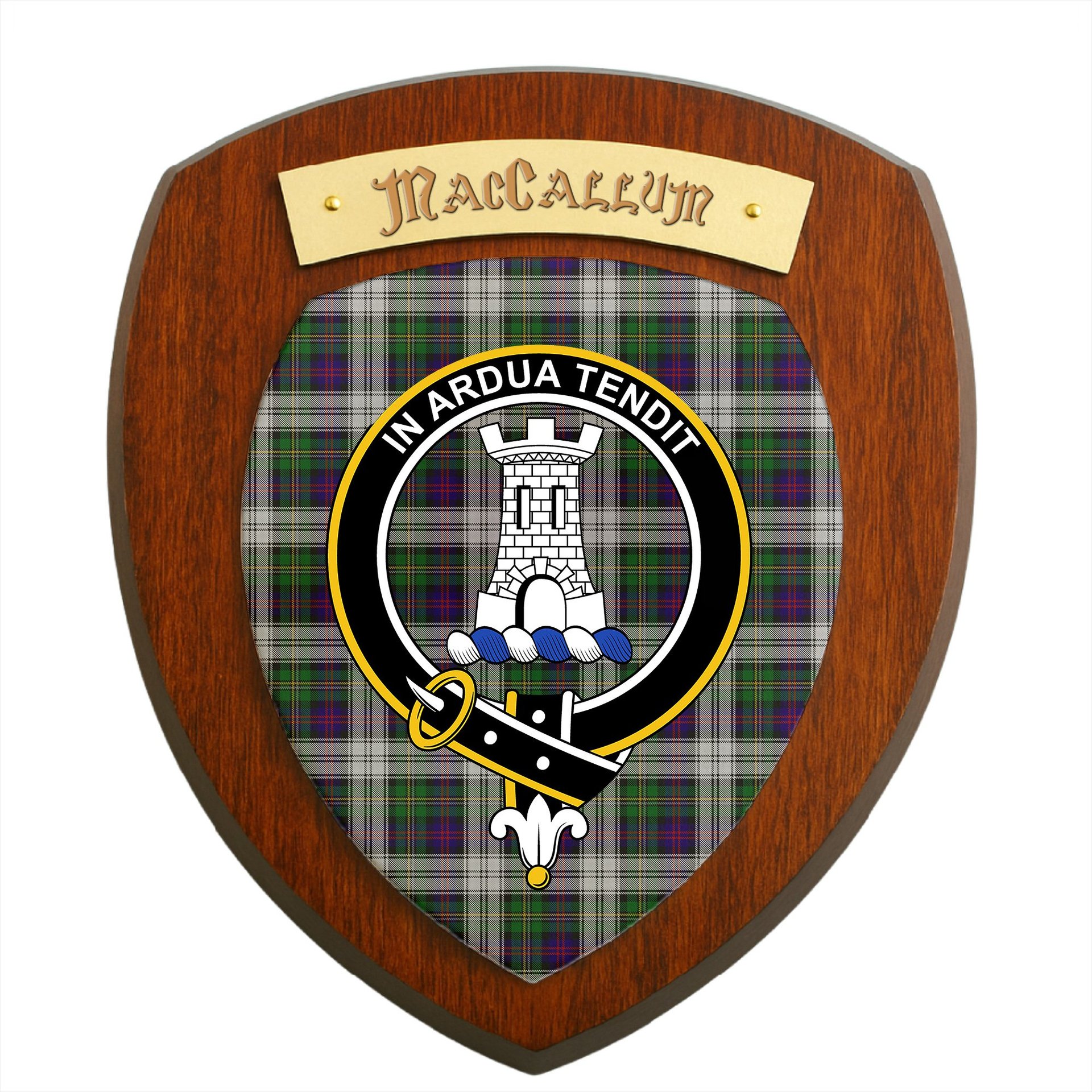 ScotsTee Shop Scottish MacCallum Dress Clan Crest Scottish Tartan Wooden Wall Plaque