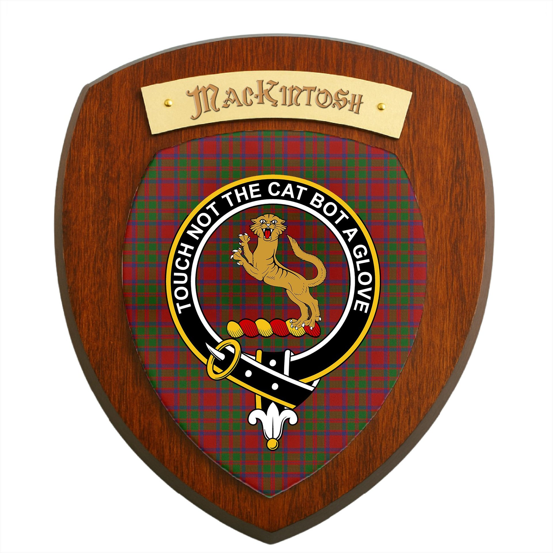ScotsTee Shop Scottish MacKintosh Clan Crest Scottish Tartan Wooden Wall Plaque