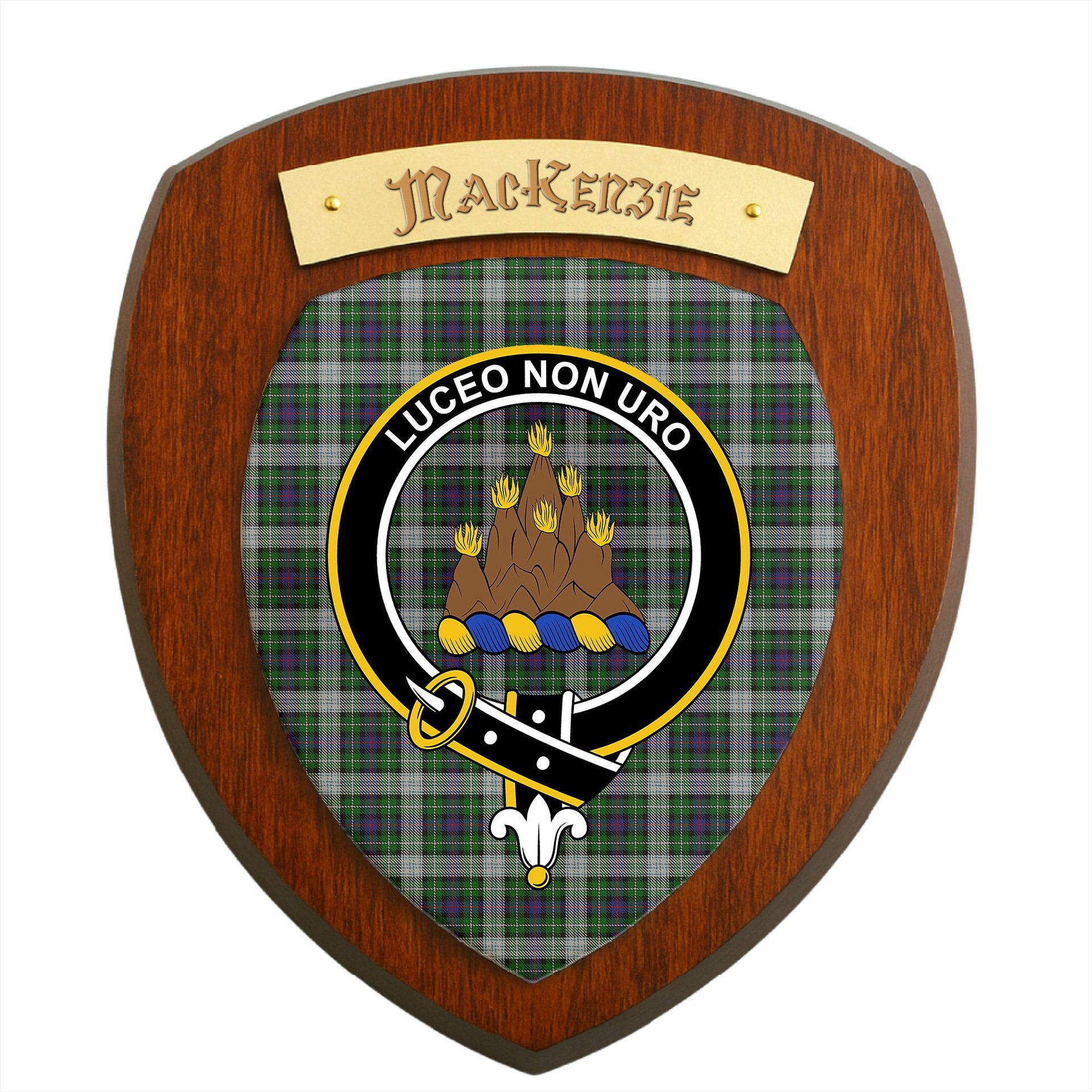 ScotsTee Shop Scottish MacKenzie Dress Clan Crest Scottish Tartan Wooden Wall Plaque
