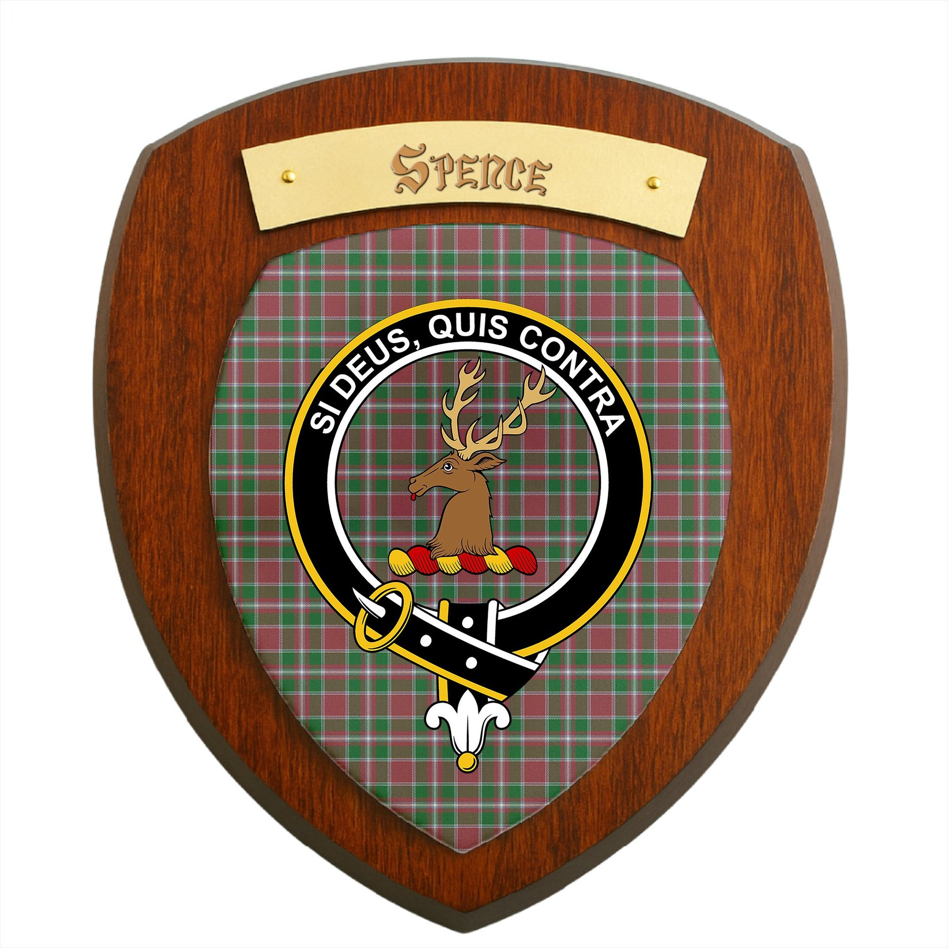 ScotsTee Shop Scottish Spence Ancient Clan Crest Scottish Tartan Wooden Wall Plaque