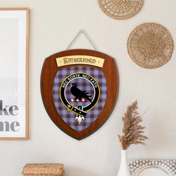 ScotsTee Shop Scottish Rutherford SC Clan Crest Scottish Tartan Wooden Wall Plaque