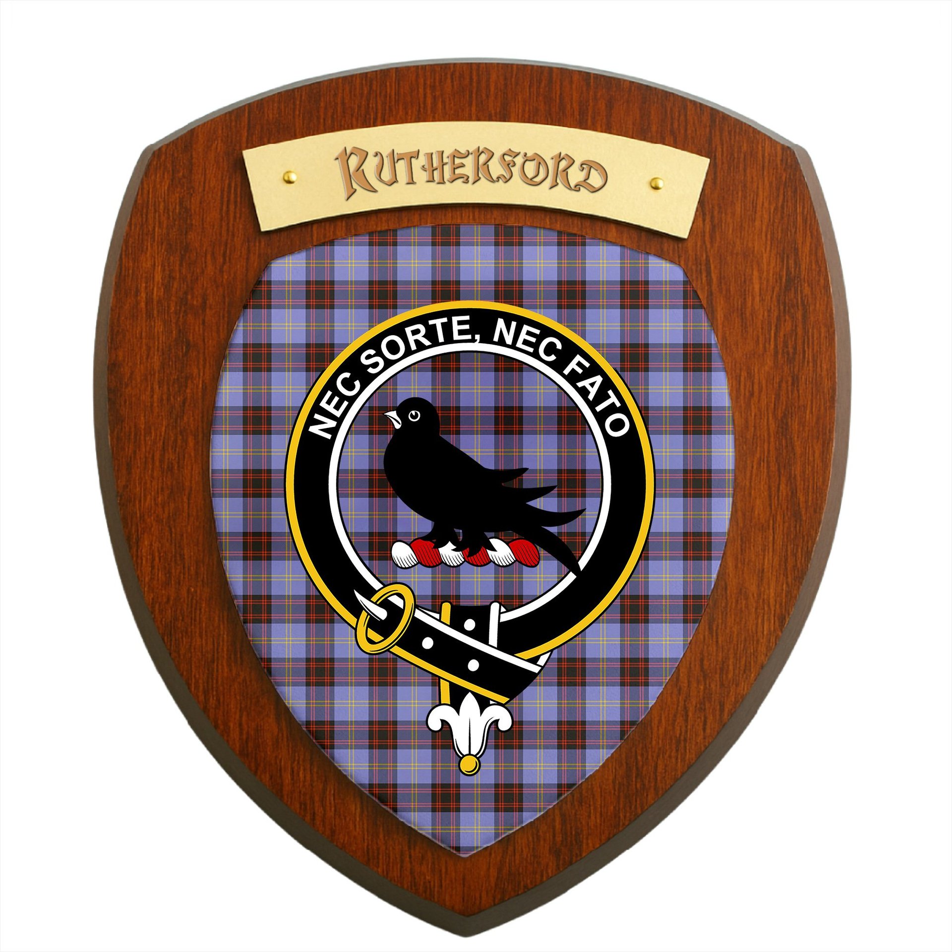 ScotsTee Shop Scottish Rutherford SC Clan Crest Scottish Tartan Wooden Wall Plaque