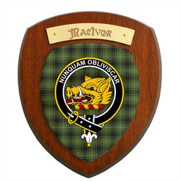 ScotsTee Shop Scottish MacIvor Hunting Clan Crest Scottish Tartan Wooden Wall Plaque