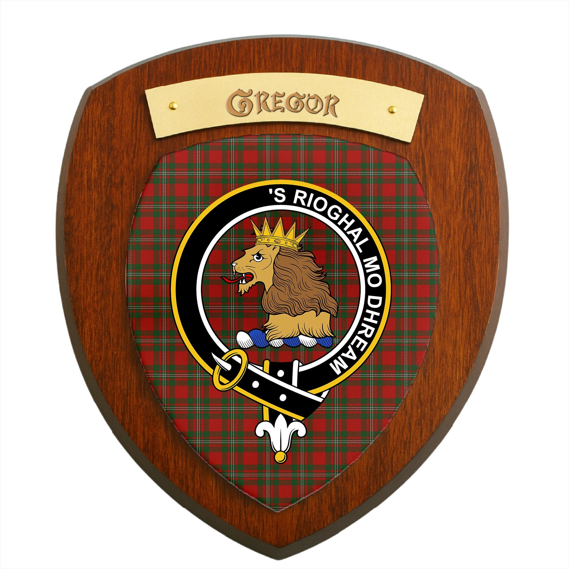 ScotsTee Shop Scottish Gregor Clan Crest Scottish Tartan Wooden Wall Plaque