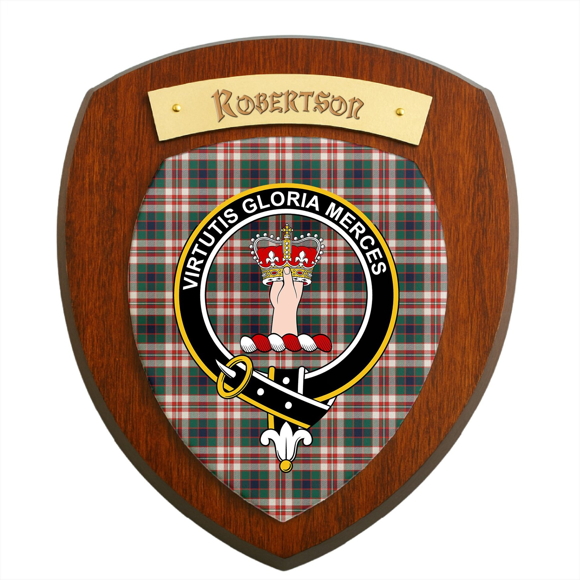 ScotsTee Shop Scottish Robertson Dress Modern Clan Crest Scottish Tartan Wooden Wall Plaque