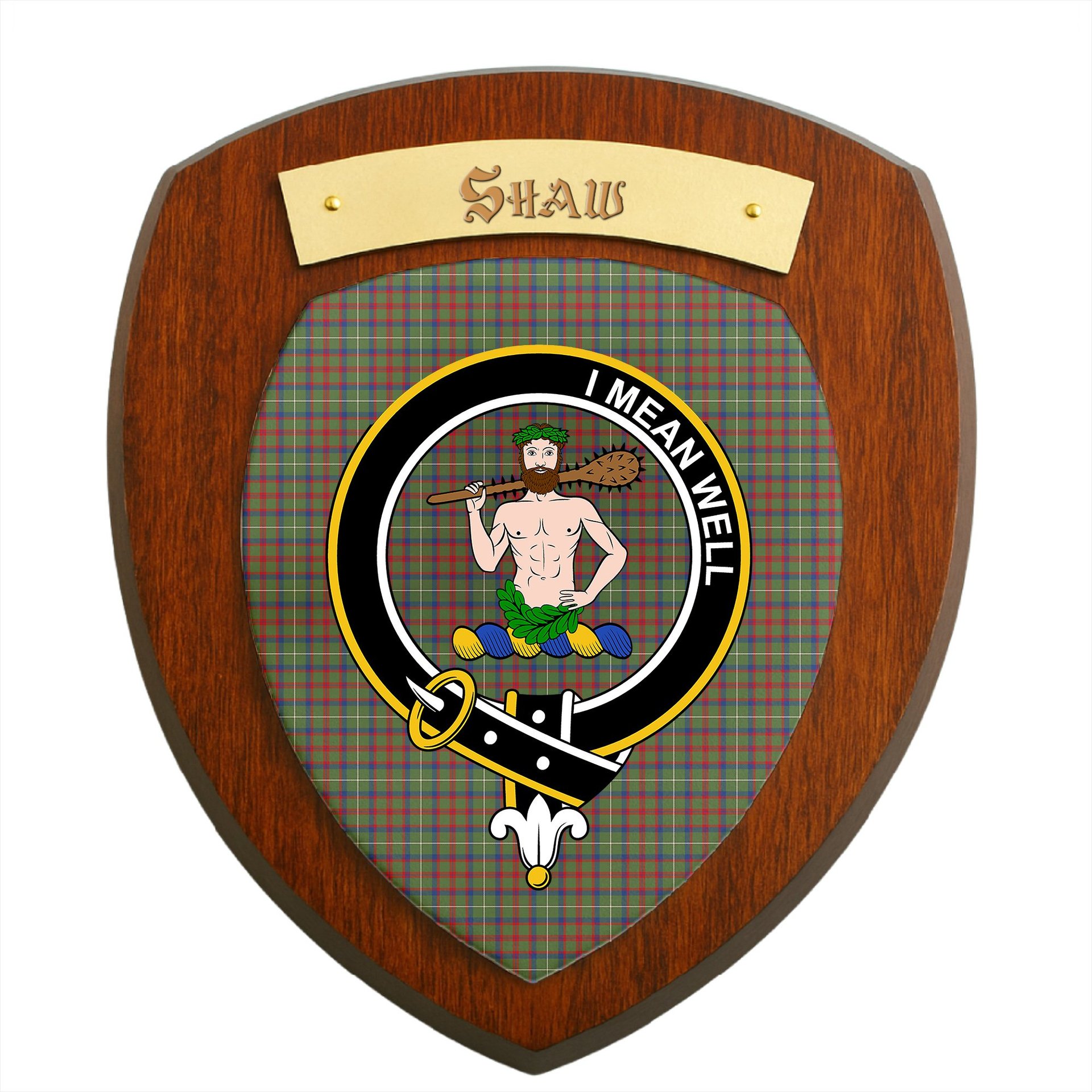 ScotsTee Shop Scottish Shaw Green Modern Clan Crest Scottish Tartan Wooden Wall Plaque