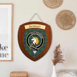 ScotsTee Shop Scottish Oliphant Clan Crest Scottish Tartan Wooden Wall Plaque