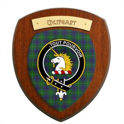 ScotsTee Shop Scottish Oliphant Clan Crest Scottish Tartan Wooden Wall Plaque